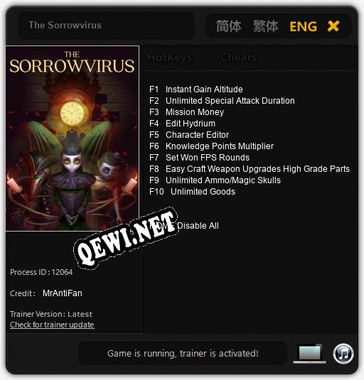 Трейнер для The Sorrowvirus [v1.0.5]