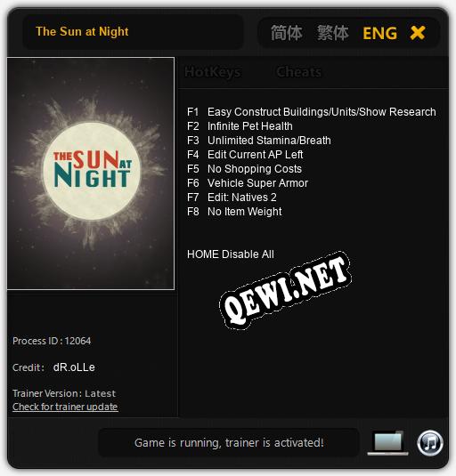The Sun at Night: ТРЕЙНЕР И ЧИТЫ (V1.0.54)