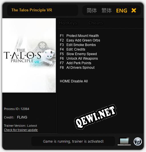 Трейнер для The Talos Principle VR [v1.0.8]