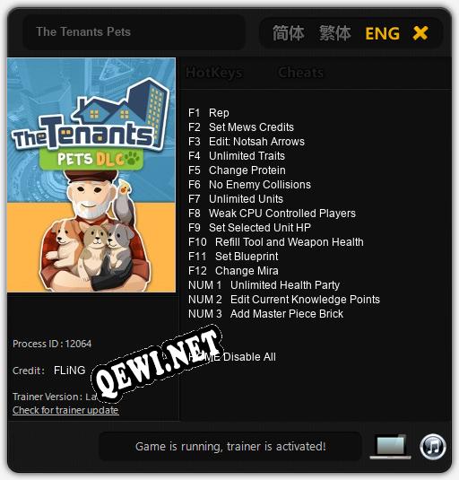 The Tenants Pets: ТРЕЙНЕР И ЧИТЫ (V1.0.46)
