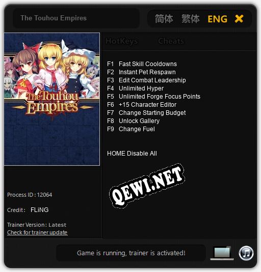 The Touhou Empires: ТРЕЙНЕР И ЧИТЫ (V1.0.1)
