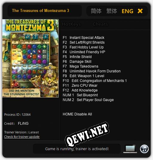 The Treasures of Montezuma 3: ТРЕЙНЕР И ЧИТЫ (V1.0.2)