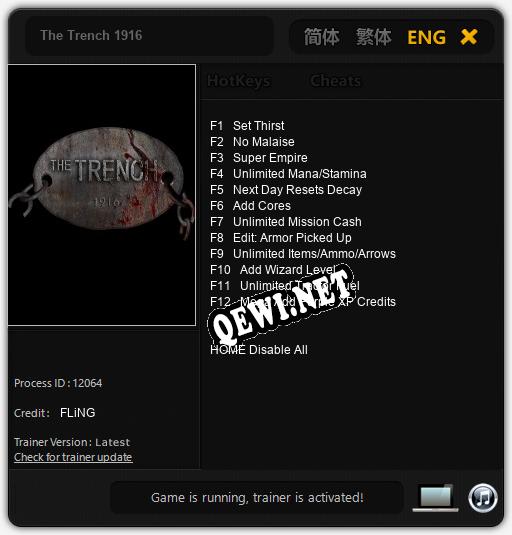 The Trench 1916: Трейнер +12 [v1.1]