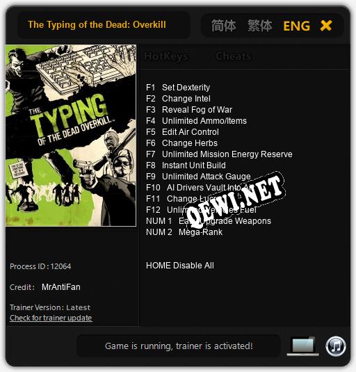 The Typing of the Dead: Overkill: ТРЕЙНЕР И ЧИТЫ (V1.0.67)