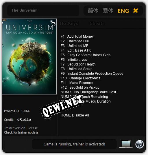 Трейнер для The Universim [v1.0.5]