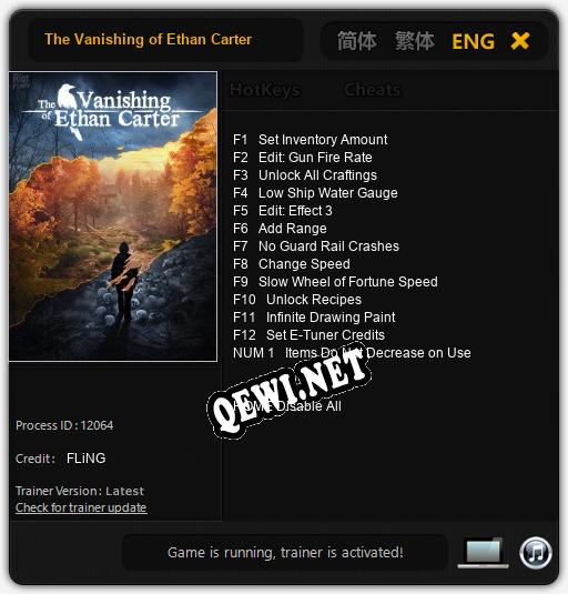 The Vanishing of Ethan Carter: Читы, Трейнер +13 [FLiNG]