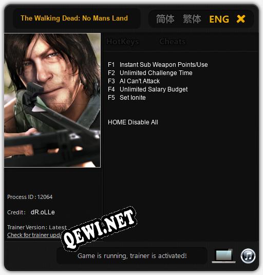 Трейнер для The Walking Dead: No Mans Land [v1.0.7]