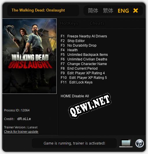 The Walking Dead: Onslaught: Трейнер +11 [v1.8]