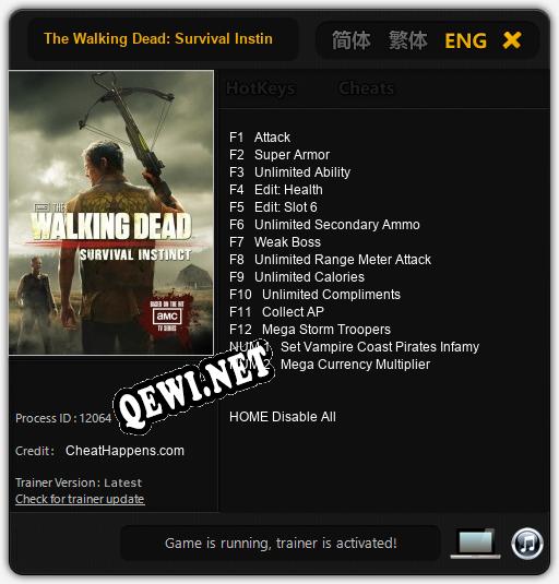 Трейнер для The Walking Dead: Survival Instincts [v1.0.9]