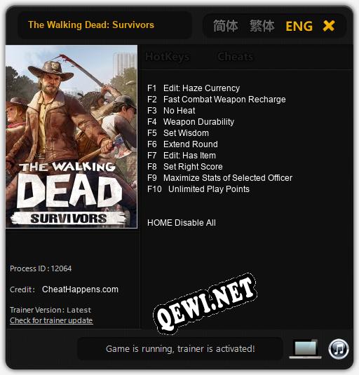 Трейнер для The Walking Dead: Survivors [v1.0.3]