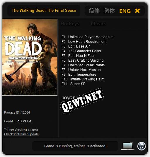 The Walking Dead: The Final Season: Читы, Трейнер +11 [dR.oLLe]