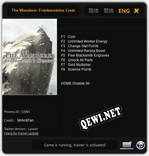 The Wanderer: Frankensteins Creature: ТРЕЙНЕР И ЧИТЫ (V1.0.27)