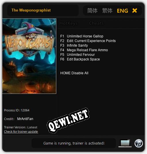 The Weaponographist: ТРЕЙНЕР И ЧИТЫ (V1.0.43)