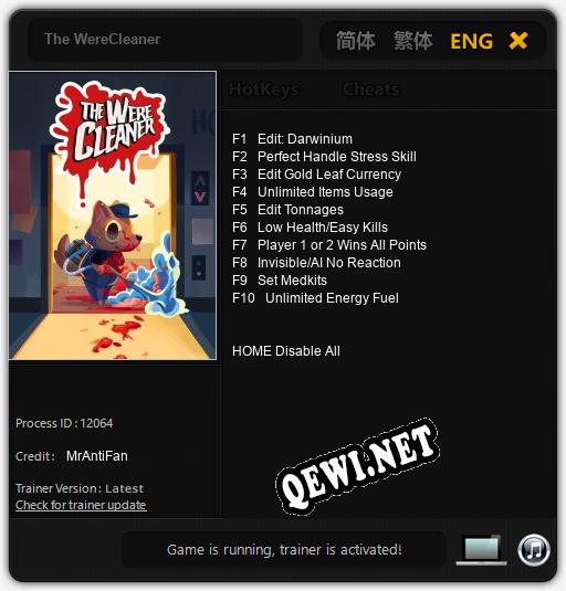 Трейнер для The WereCleaner [v1.0.7]