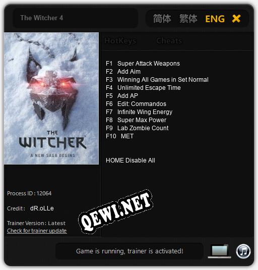 The Witcher 4: Трейнер +10 [v1.8]