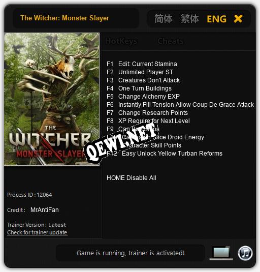 Трейнер для The Witcher: Monster Slayer [v1.0.2]