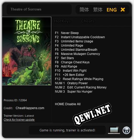 Theatre of Sorrows: Трейнер +15 [v1.2]