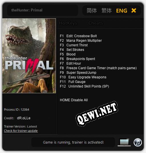 theHunter: Primal: Трейнер +12 [v1.8]