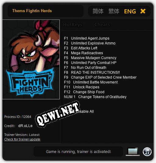 Thems Fightin Herds: ТРЕЙНЕР И ЧИТЫ (V1.0.94)