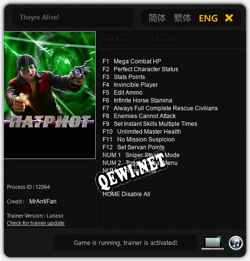 Theyre Alive!: ТРЕЙНЕР И ЧИТЫ (V1.0.69)
