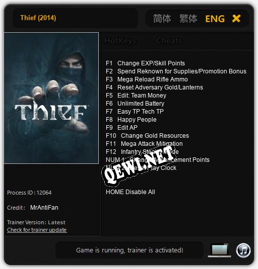 Thief (2014): Читы, Трейнер +14 [MrAntiFan]
