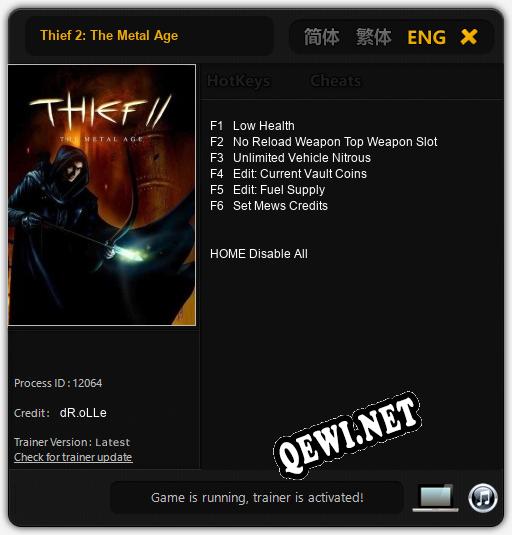 Трейнер для Thief 2: The Metal Age [v1.0.2]