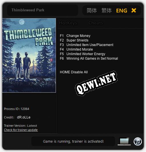 Трейнер для Thimbleweed Park [v1.0.1]