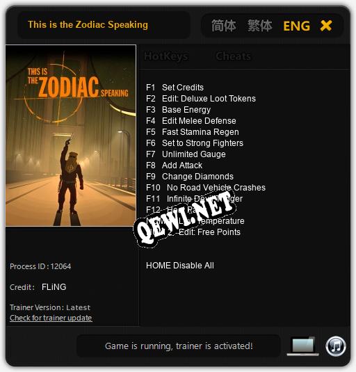 This is the Zodiac Speaking: Трейнер +14 [v1.5]