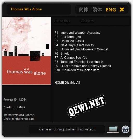 Thomas Was Alone: ТРЕЙНЕР И ЧИТЫ (V1.0.75)