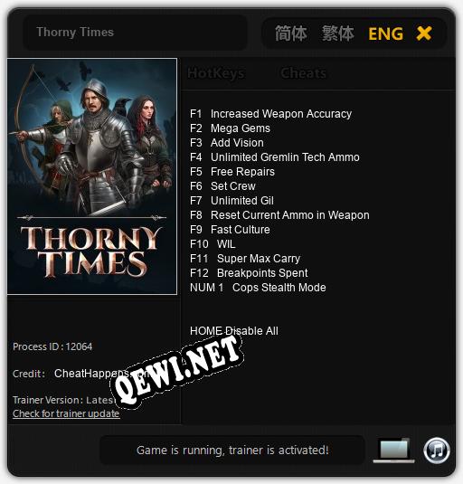 Трейнер для Thorny Times [v1.0.6]