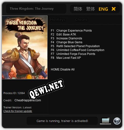 Трейнер для Three Kingdom: The Journey [v1.0.8]