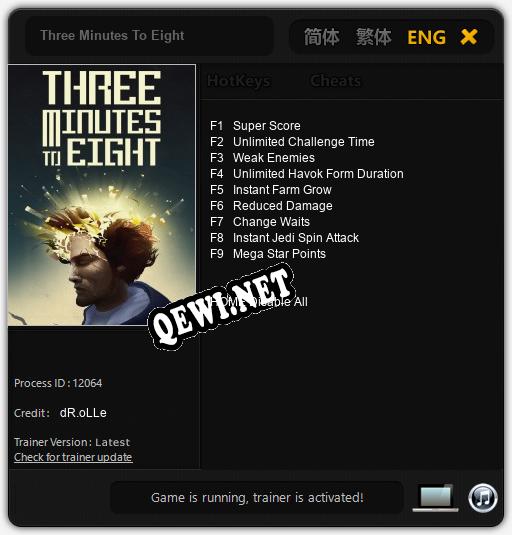 Three Minutes To Eight: ТРЕЙНЕР И ЧИТЫ (V1.0.72)