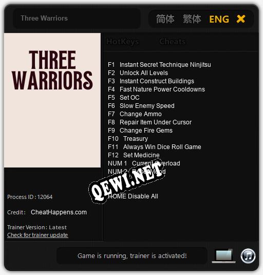 Three Warriors: Читы, Трейнер +14 [CheatHappens.com]