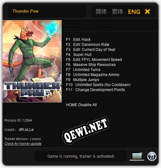 Thunder Paw: ТРЕЙНЕР И ЧИТЫ (V1.0.55)