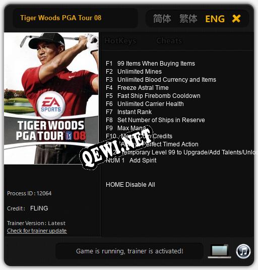 tiger woods pga tour 08 pc game cheats