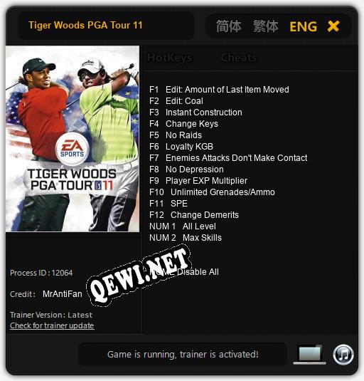 Tiger Woods PGA Tour 11: Трейнер +9 [v1.9]