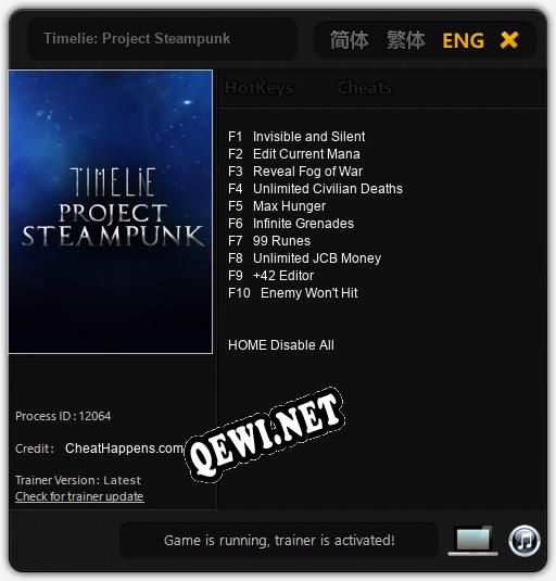 Timelie: Project Steampunk: Трейнер +10 [v1.4]