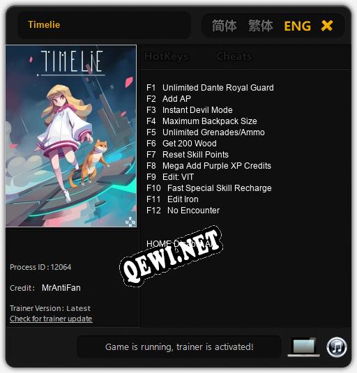 Трейнер для Timelie [v1.0.7]