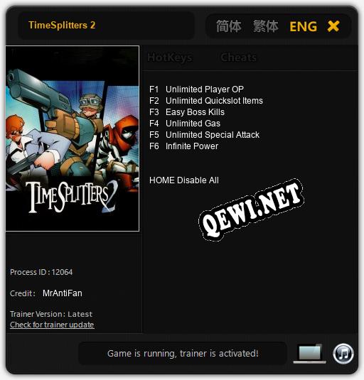 Трейнер для TimeSplitters 2 [v1.0.2]