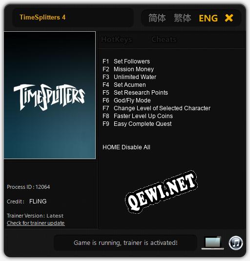 Трейнер для TimeSplitters 4 [v1.0.5]
