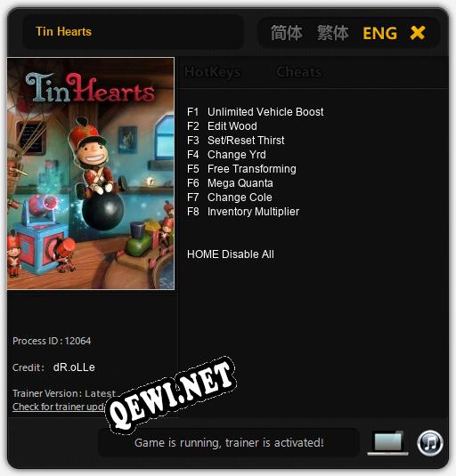 Tin Hearts: Трейнер +8 [v1.1]