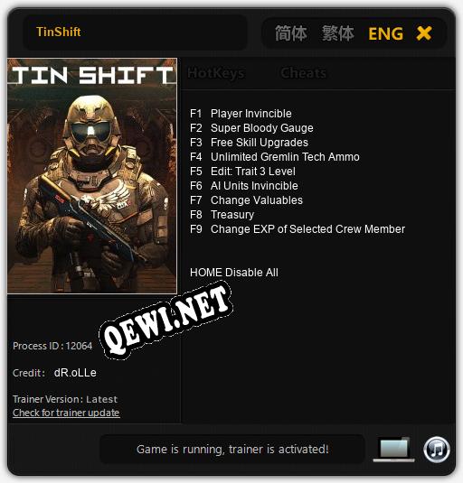 Трейнер для TinShift [v1.0.5]