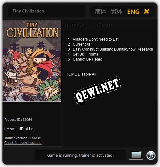 Tiny Civilization: Трейнер +5 [v1.2]