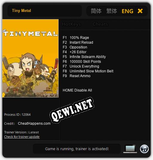 Tiny Metal: Читы, Трейнер +9 [CheatHappens.com]