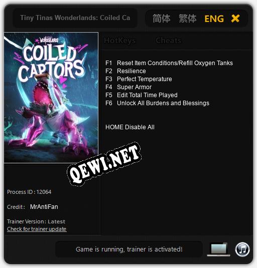 Трейнер для Tiny Tinas Wonderlands: Coiled Captors [v1.0.2]