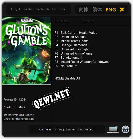 Tiny Tinas Wonderlands: Gluttons Gamble: Читы, Трейнер +9 [FLiNG]