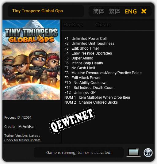 Трейнер для Tiny Troopers: Global Ops [v1.0.8]
