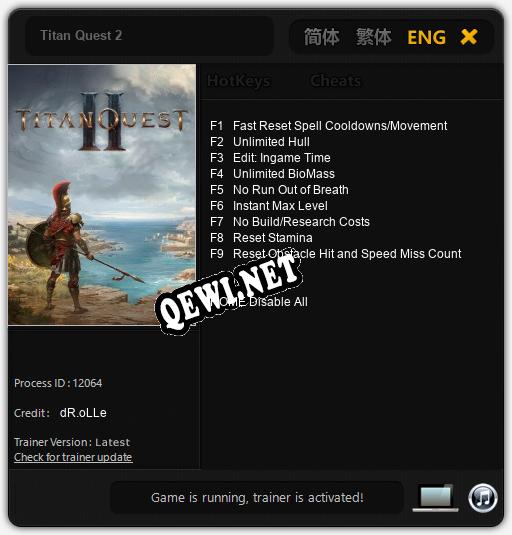 Titan Quest 2: Читы, Трейнер +9 [dR.oLLe]