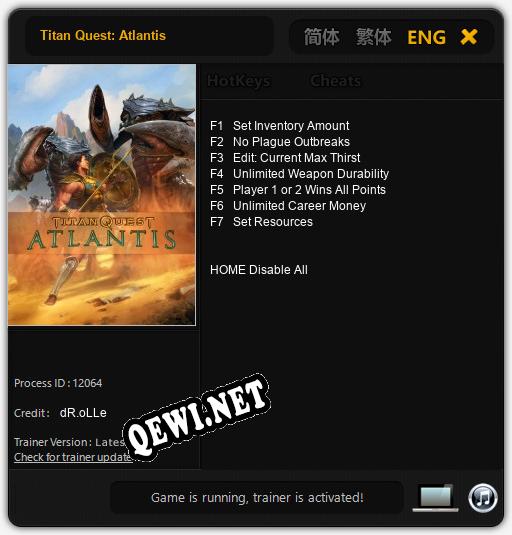 Titan Quest: Atlantis: Трейнер +7 [v1.5]