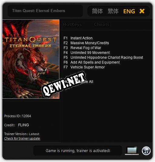 Titan Quest: Eternal Embers: Читы, Трейнер +7 [FLiNG]